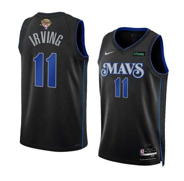 Men%27s Dallas Mavericks #11 Kyrie Irving Black 2024 Finals City Edition Stitched Basketball Jersey Dzhi